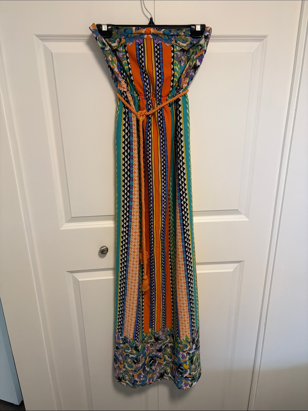 2 for $30 - West 36th - Striped Multicolor Maxi Dress with Tie Waist